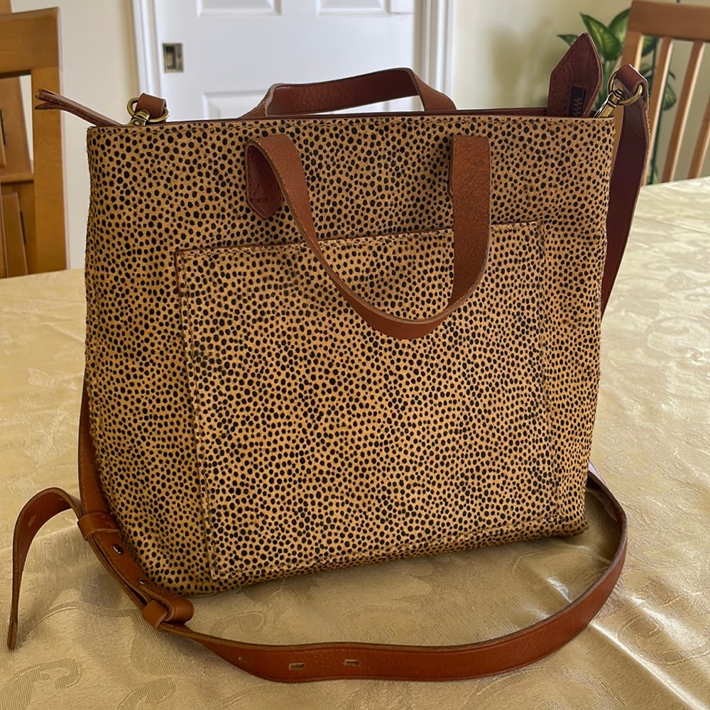 Madewell Zip Top Small Spotted Calf Hair Transport Crossbody bag